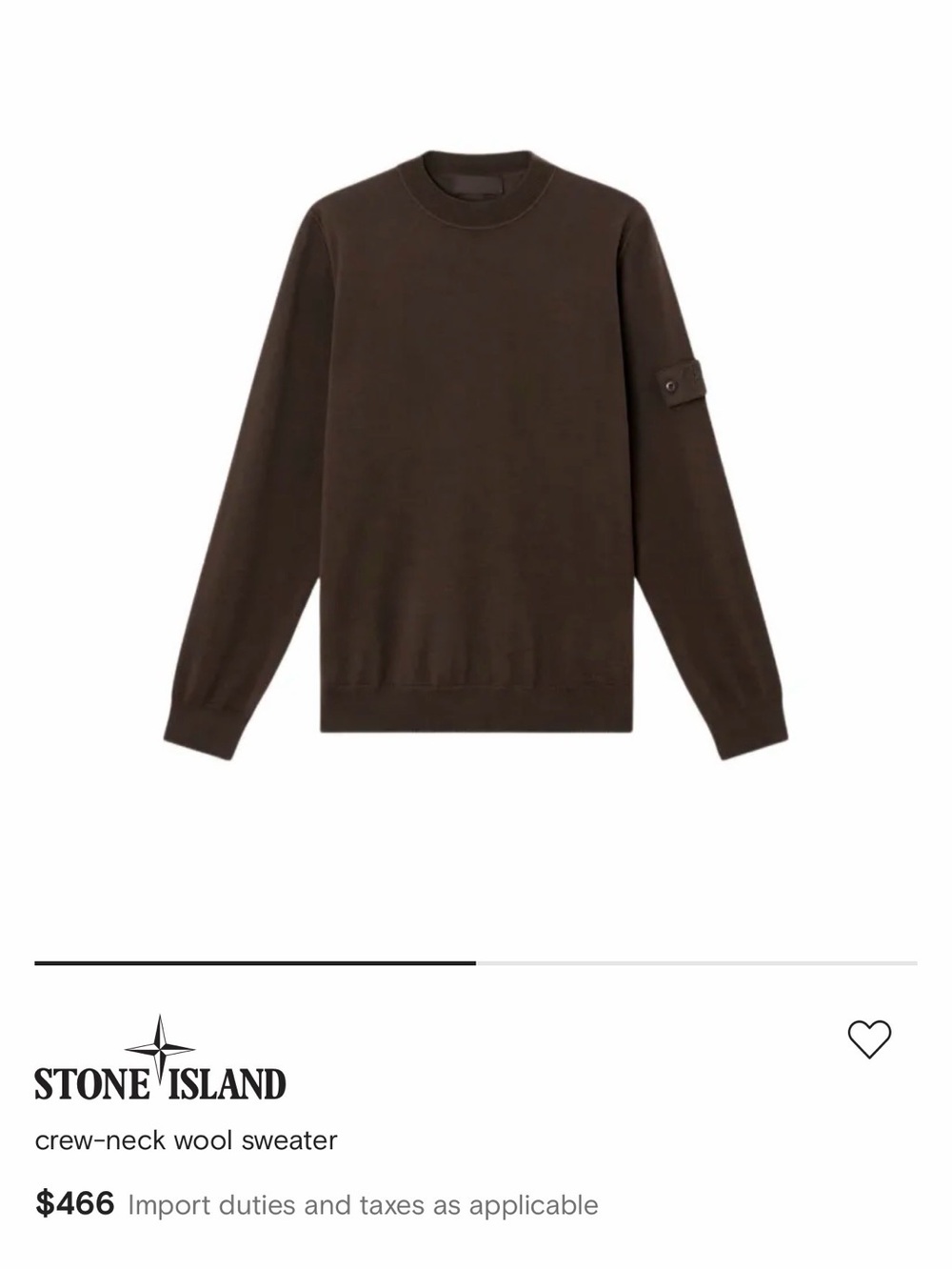 Stone Island Dark Brown Crewneck Wool Sweater